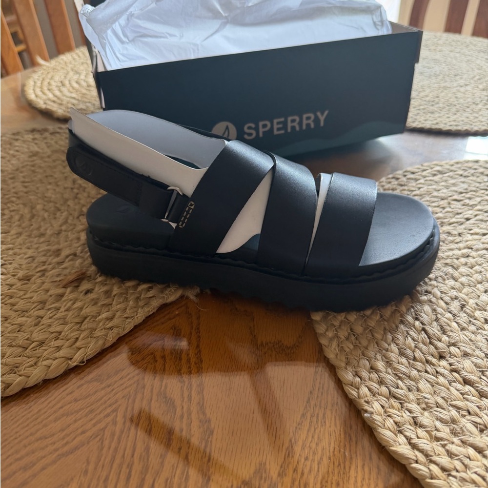 Sperry Women’s Black Platform Crisscross Slingback Sandals
